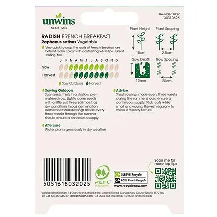Unwins Radish French Breakfast Seeds