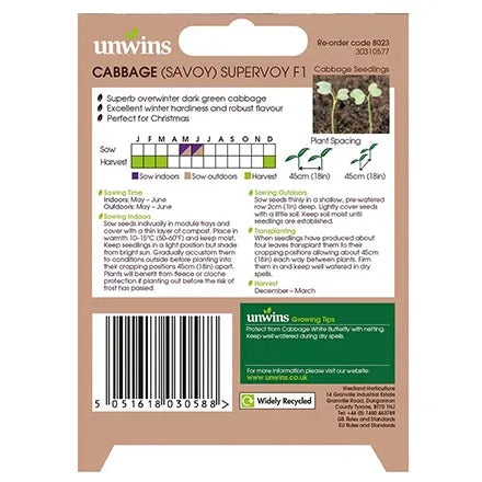 Unwins Savoy Cabbage Supervoy F1 Seeds