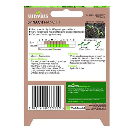Unwins Spinach Piano F1 Seeds