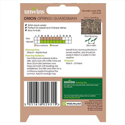 Unwins Spring Onion Guardsman Seeds