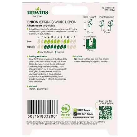 Unwins Spring Onion White Lisbon Seeds