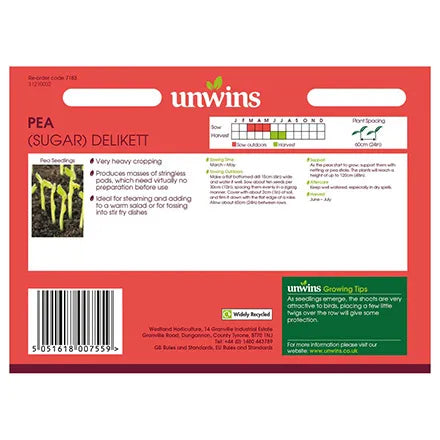 Unwins Sugar Snap Pea Delikett Seeds