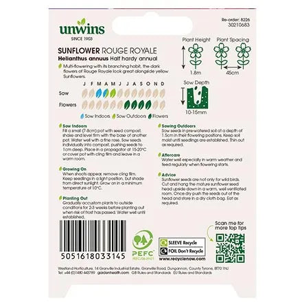 Unwins Sunflower Rouge Royale Seeds