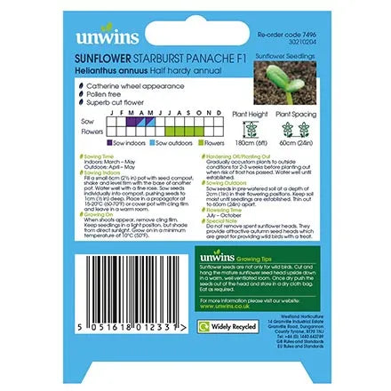 Unwins Sunflower Starburst Panache F1 Seeds