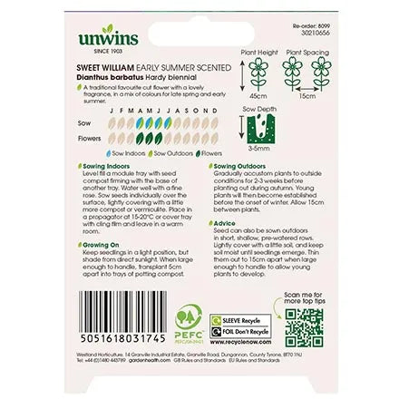 Unwins Sweet William Early Summer Scented Seeds