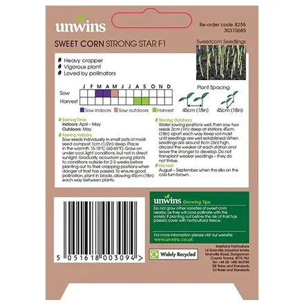Unwins Sweetcorn Strong Star F1 Seeds