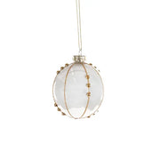 Glass Opal Bauble Gold Lines 8cm