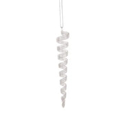 Glass White Glitter Twirl Icicle 18cm