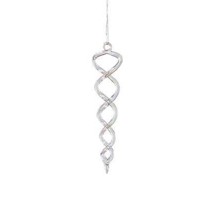 Glass Clear/Iridescent Twirl Drop 17cm