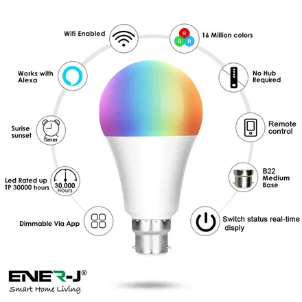 Ener-J Smart Wi-Fi Colour Changing LED Bulb 9W