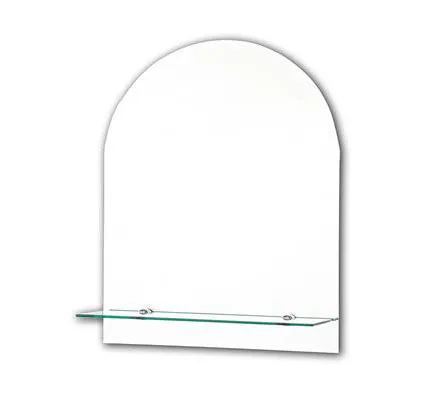 Tema Ensuite Arched Top Wall Bevelled Edged Mirror with Shelf